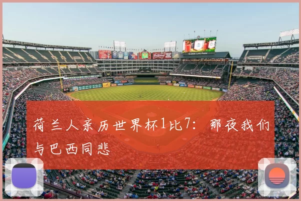 荷兰人亲历世界杯1比7:那夜我们与巴西同悲